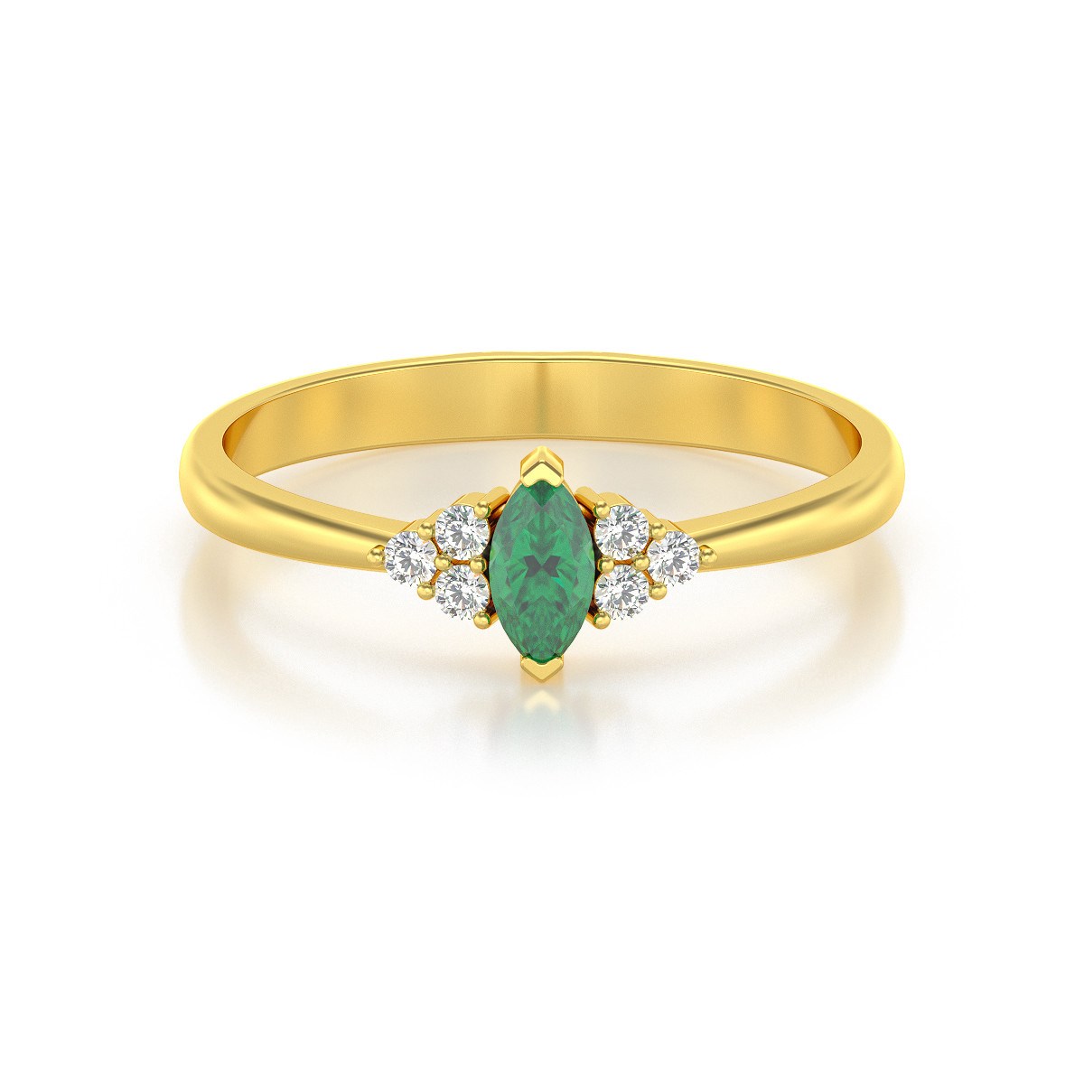 Bague ADEN Or 585 Jaune Emeraude et diamants 2.1grs