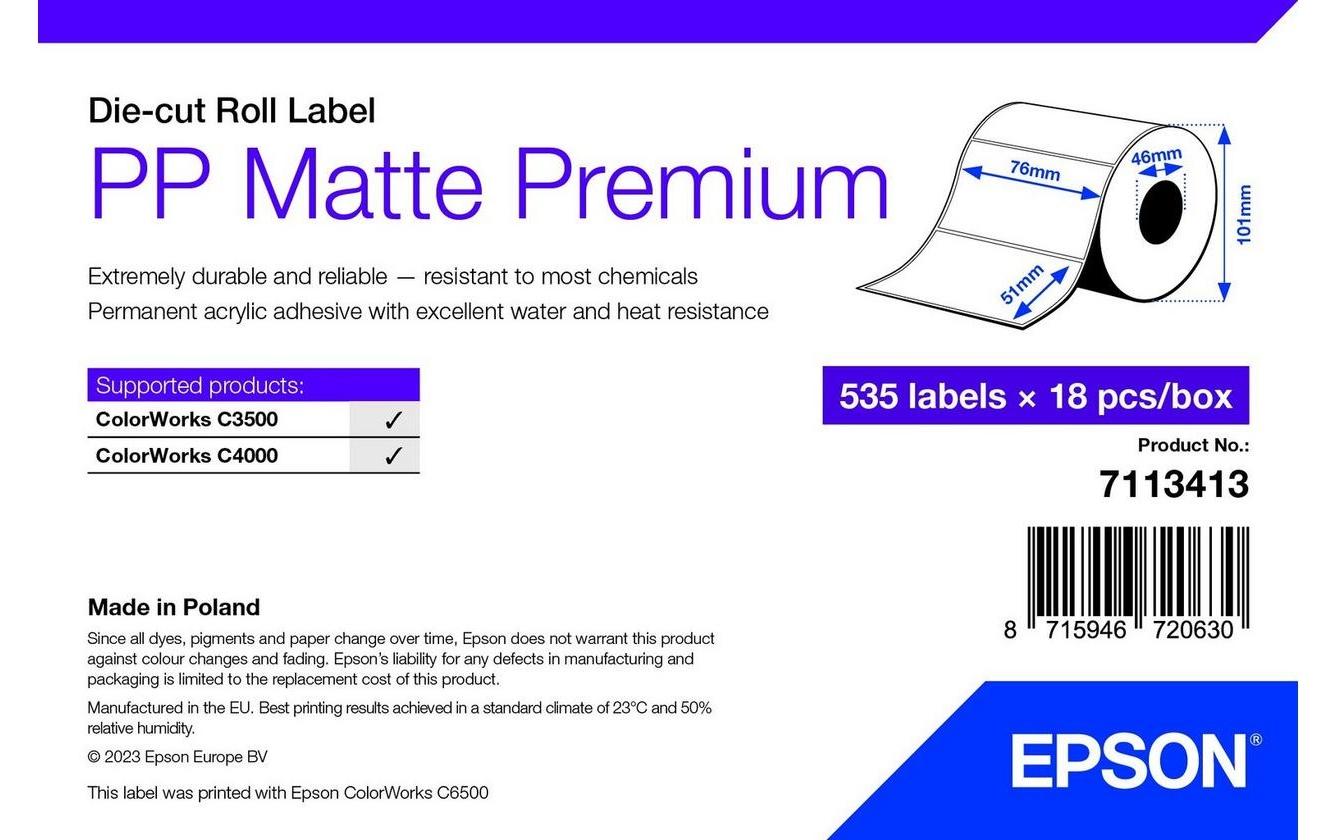 Etikettenrolle 76 x 51 mmPP Matte Label