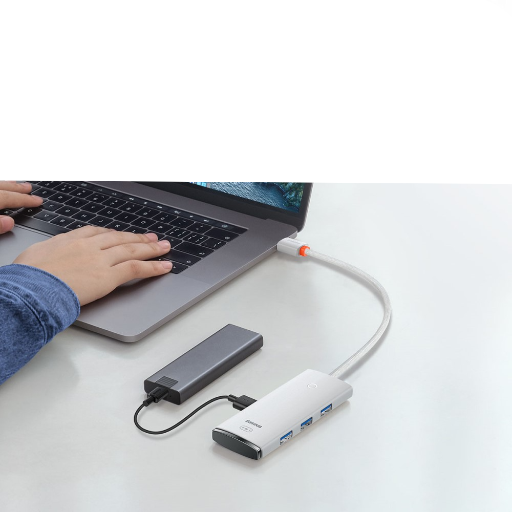 4in1 USB 3.0 Multiport Adapter mit USB C / 4x USB 3.0 (5GB/s) - Weiss