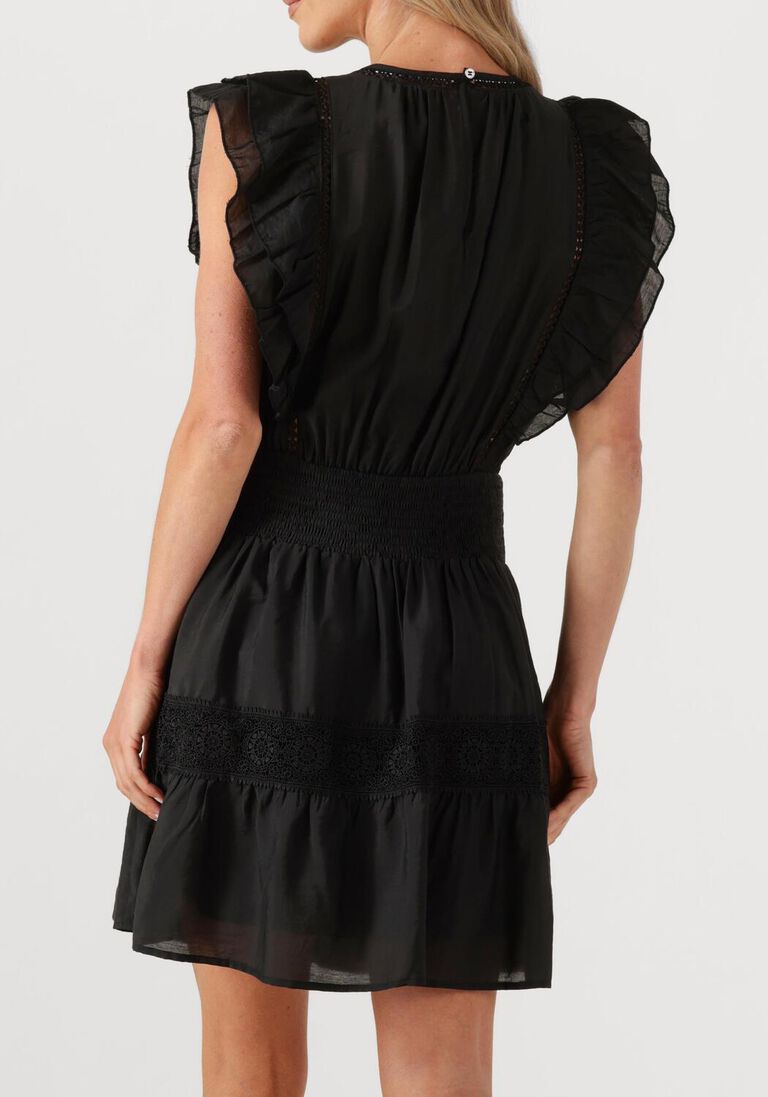 zwarte co'couture mini jurk callumcc frill pintuck dress