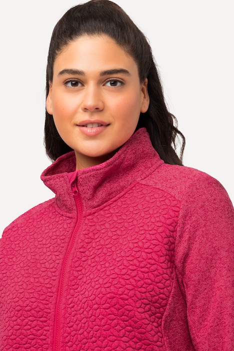 Strickfleece-Jacke, Stickerei, Stehkragen, Zipptaschen