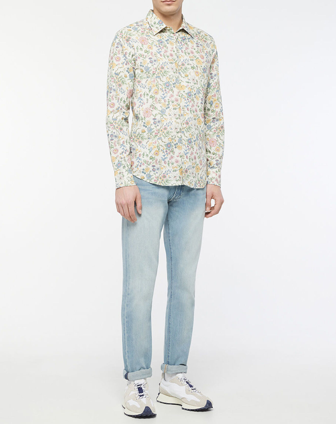 Replay Chemise en Lin & Coton à Fleurs blanche