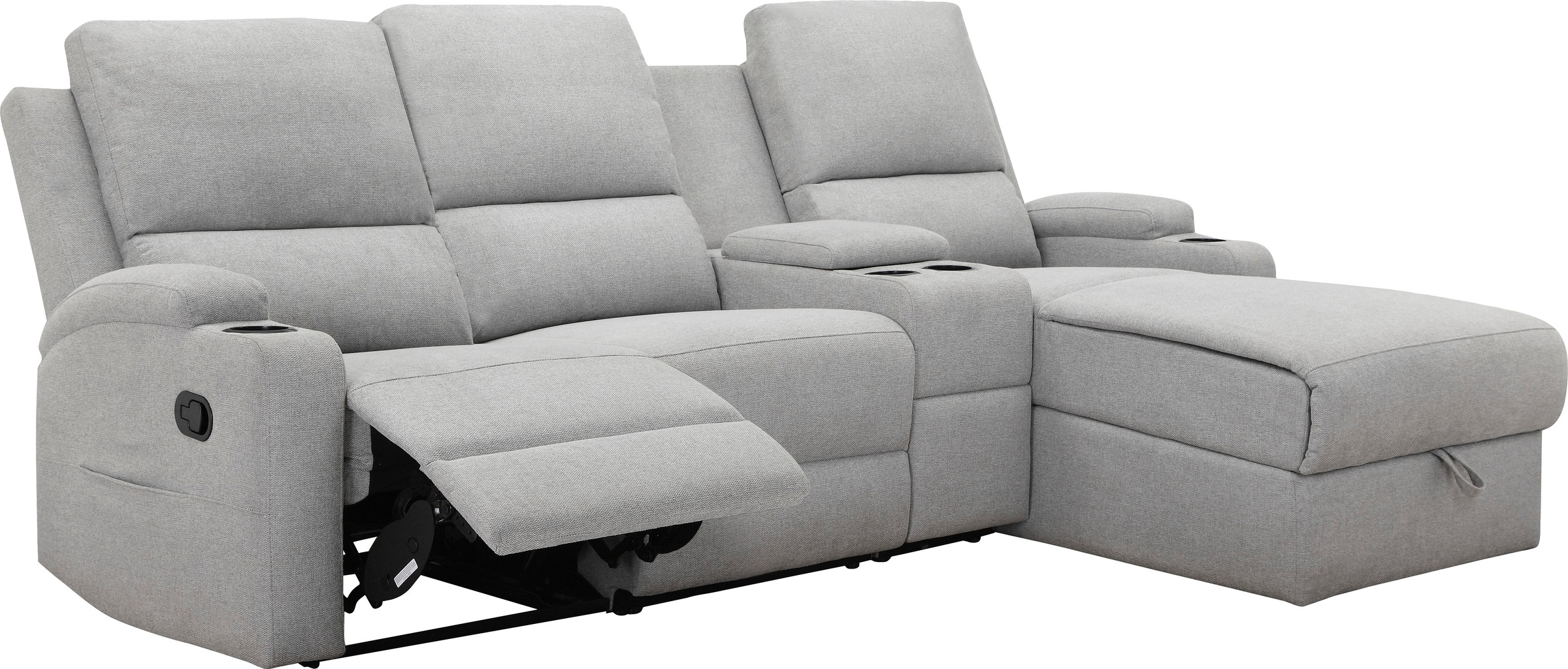 Home affaire Ecksofa »NAPORI Multimediasofa, 3er Kinosessel XXL, L-Form, 3 Bezugsstoffe« Kinosofa mit Relaxfunktion, Getränkehalter, Staufach und Staukasten