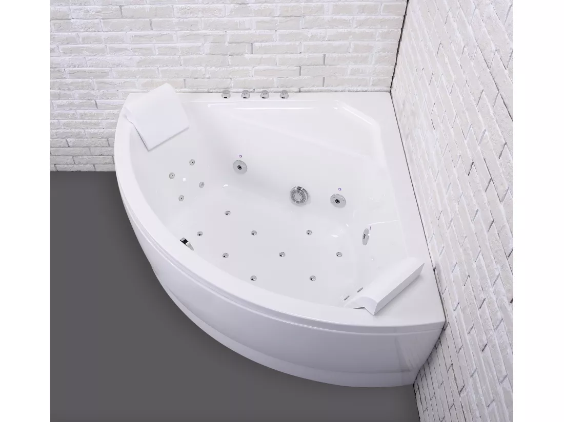 Baignoire balnéo d'angle SELONIA Wave L140xl140xH58cm, by SPALINA