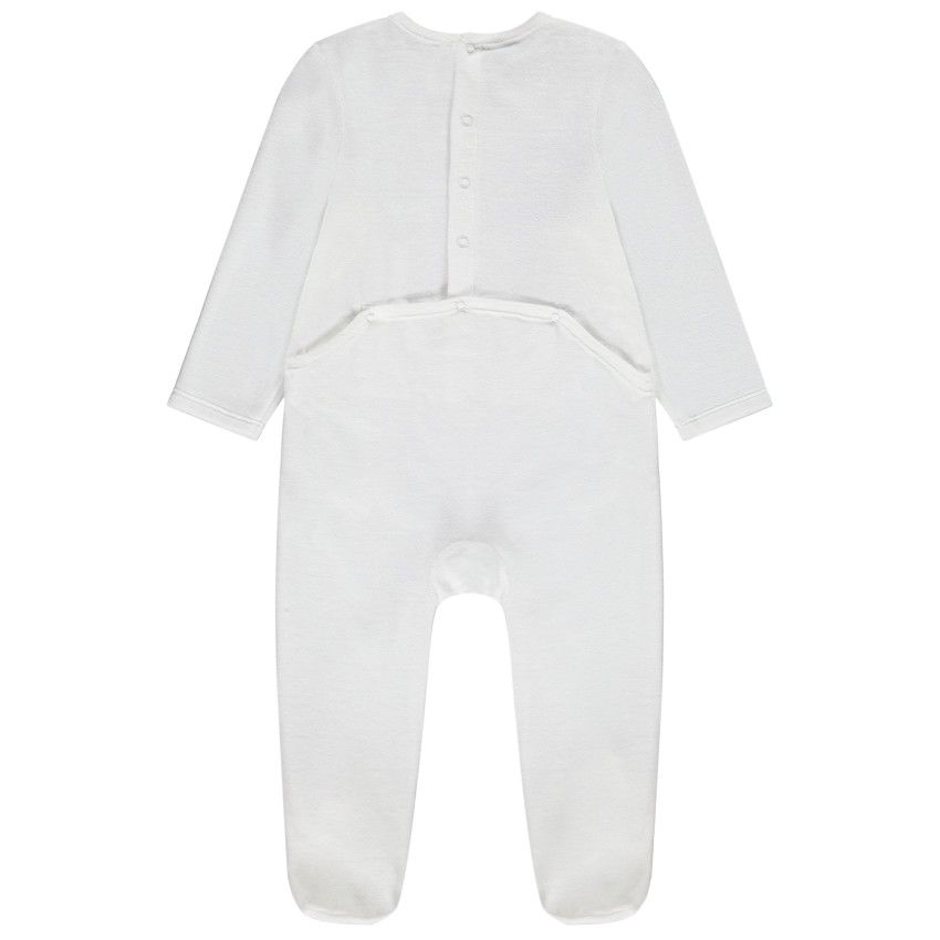 Dors-bien en velours print coeur pour bébé fille - Ecru