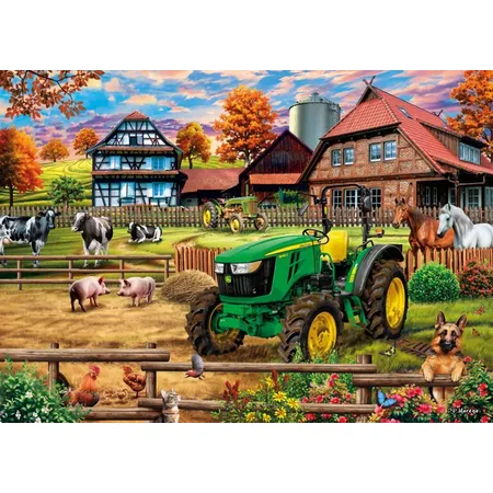 Schmidt Spiele Puzzle - Bauernhof mit Traktor: John Deere 5050E, 1000 Teile