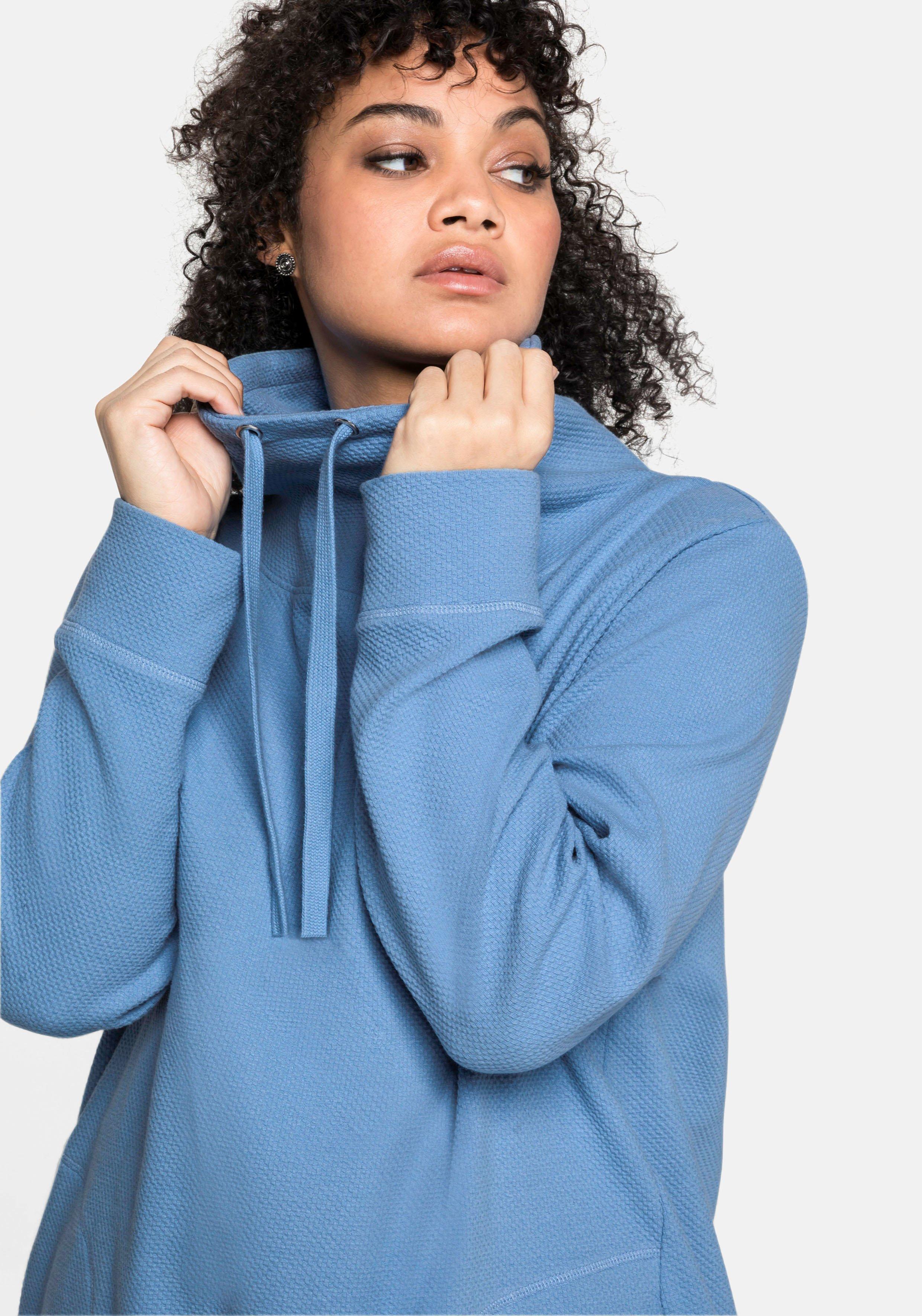 Sweatshirt mit Stehkragen, in Waffelpiqué-Optik