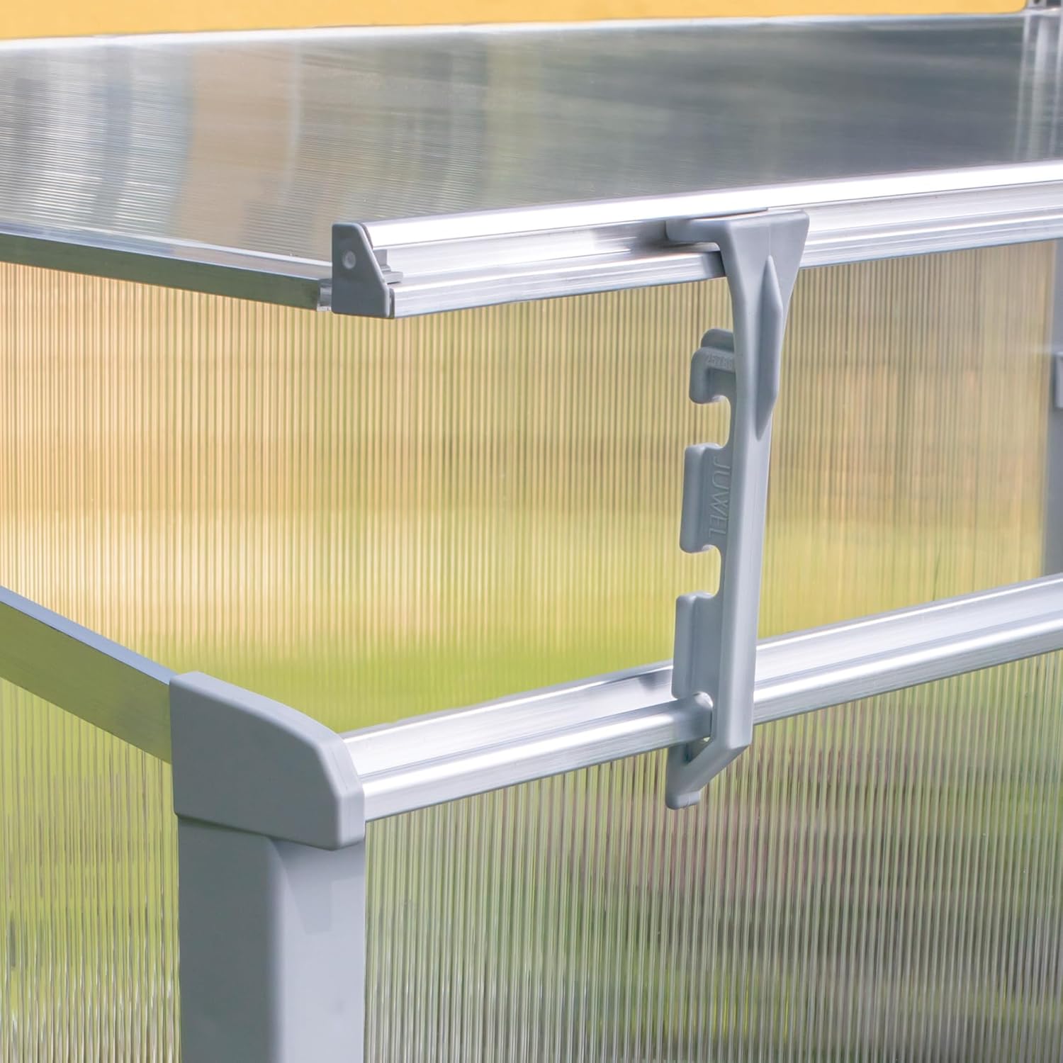 JUWEL Thermo Frühbeet Easy FIX 120/80 (für Palettenrahmen-Hochbeete 120x80 cm, rostfreie Aluprofile, 2 Fenster mit Windsicherung, 4 mm Hohlkammerplatten) 20222