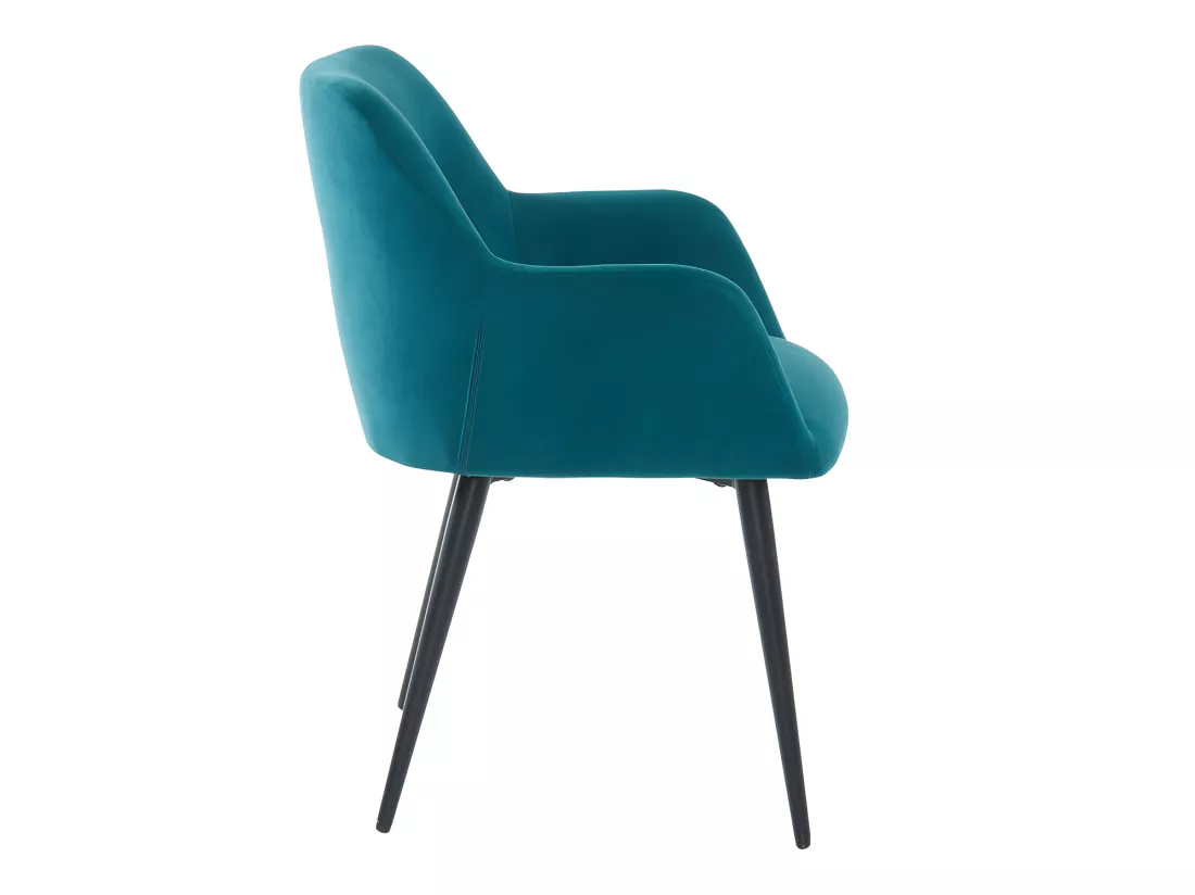 Lot de 6 chaises avec accoudoirs en tissu et métal noir - Bleu - HEKA