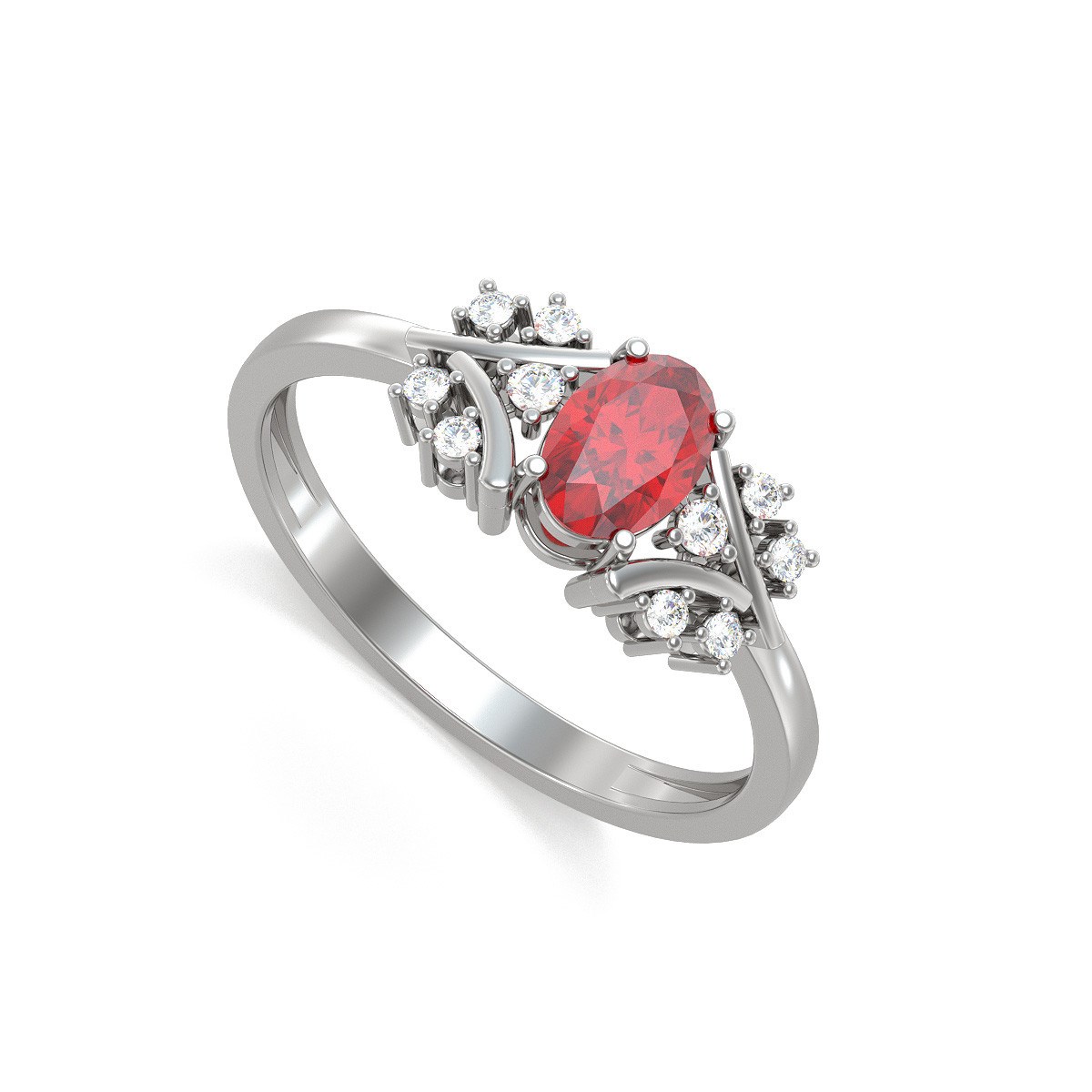 Bague ADEN Or 585 Blanc Rubis et diamants 1.556grs