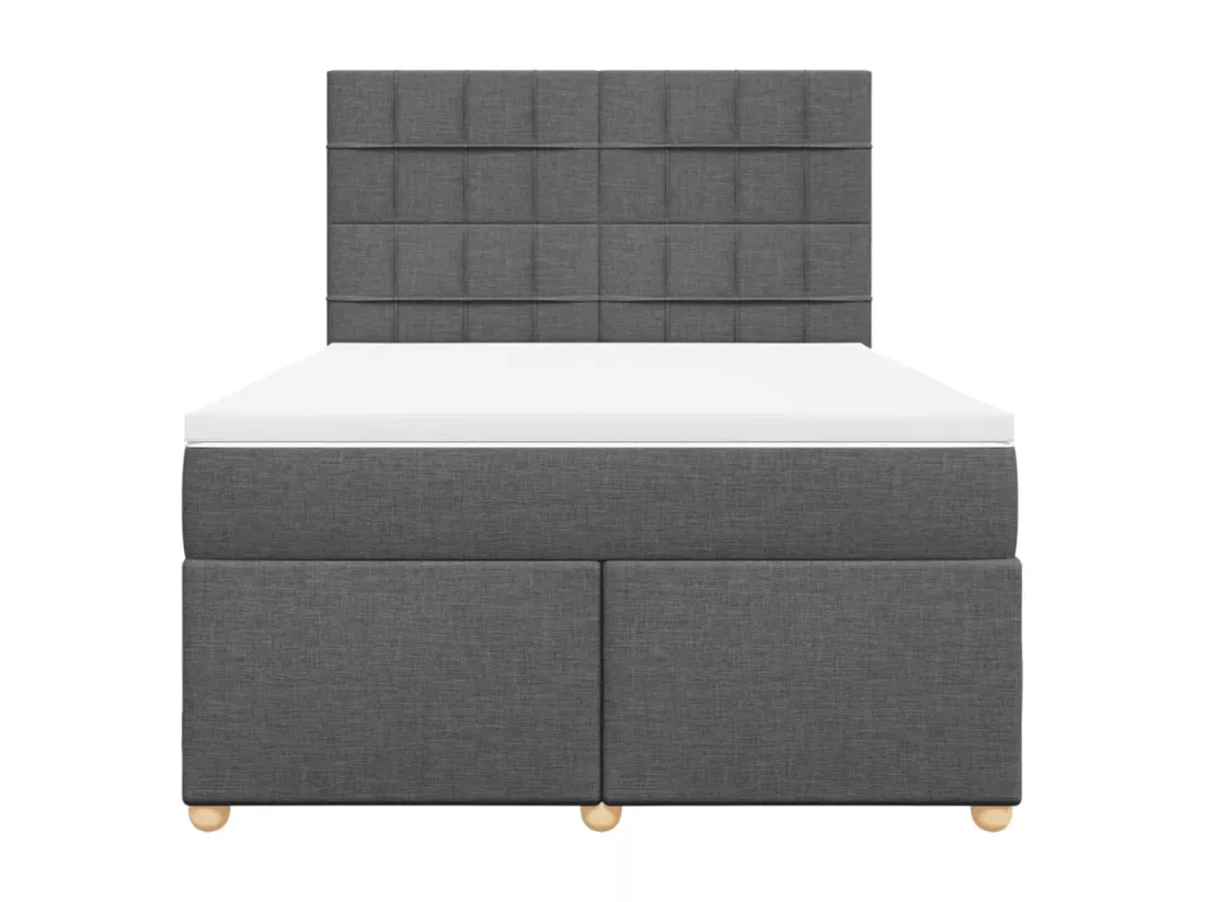 Sommier à lattes de lit avec matelas Gris foncé 160x200cm Tissu