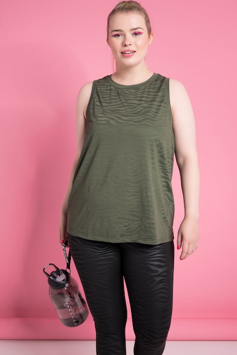 Top, Ausbrenner-Jersey, Zebra-Muster