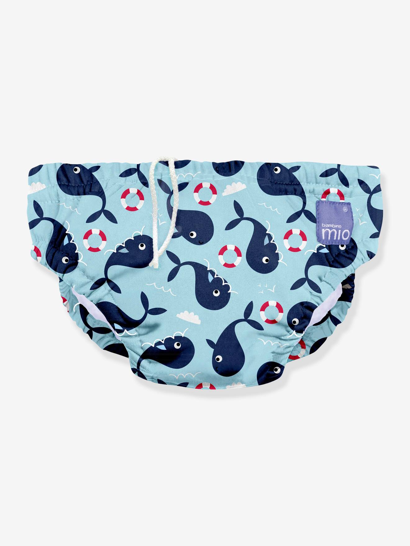 Fralda de natação lavável BAMBINO MIO, tamanho 2 anos ou mais, tamanho médio, branca bicolor/multicolorida.