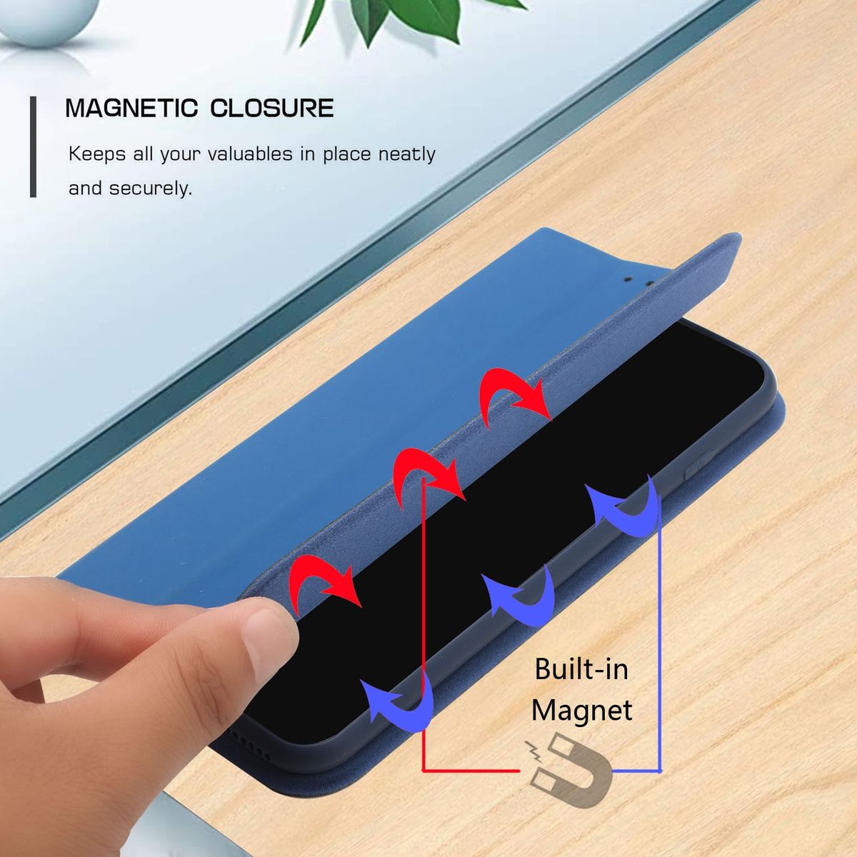 Hülle Handy Schutz für Apple iPhone 13 Pro Max Case Flip Cover Tasche Etuis Blau