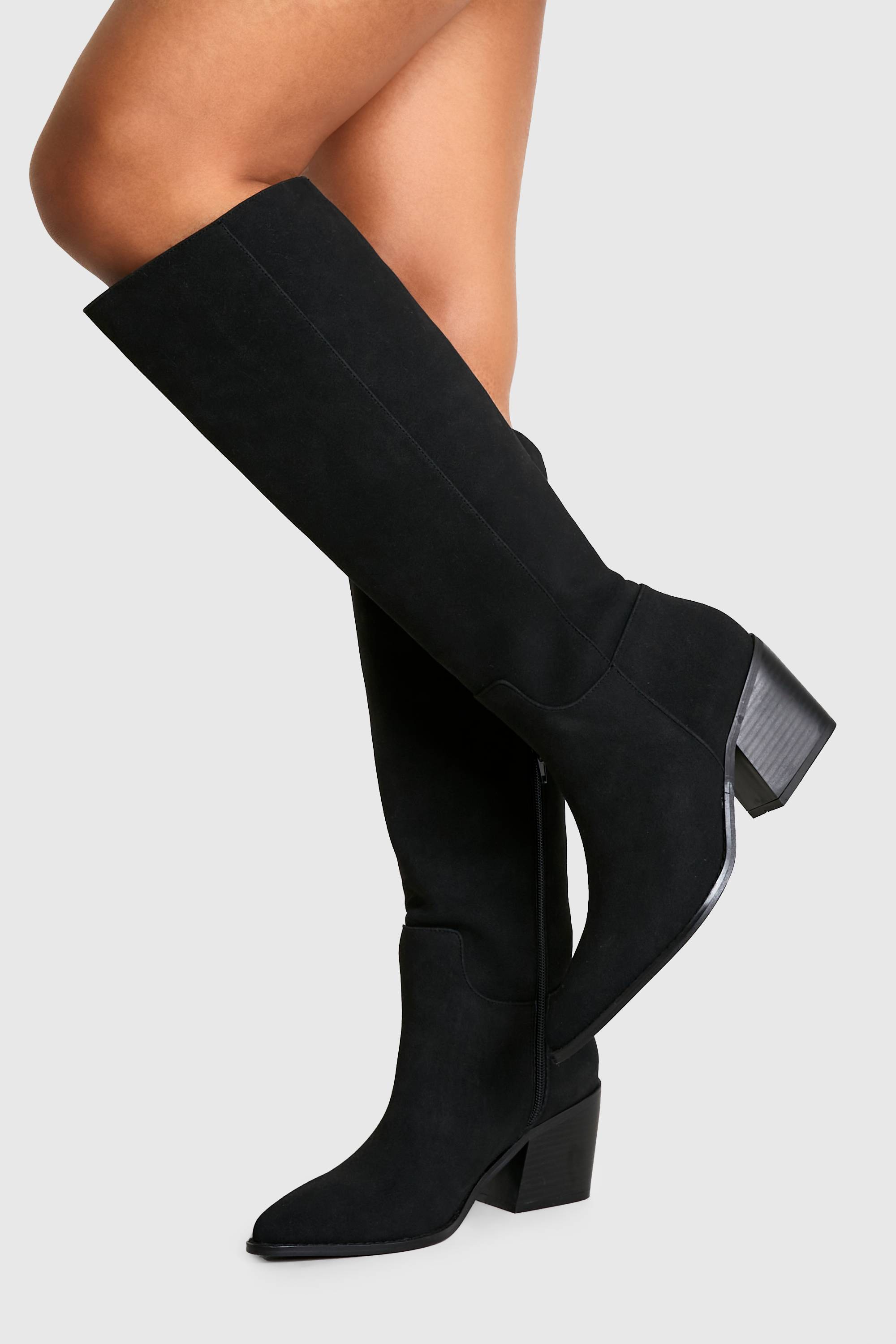 boohoo Bottes de cowboy western en nubuck à coupe large