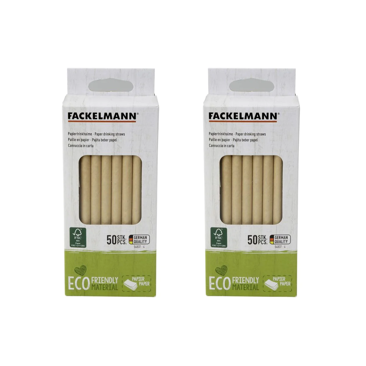 Lot de 2 boites de 50 pailles en papier rigide brun Eco Friendly Facke