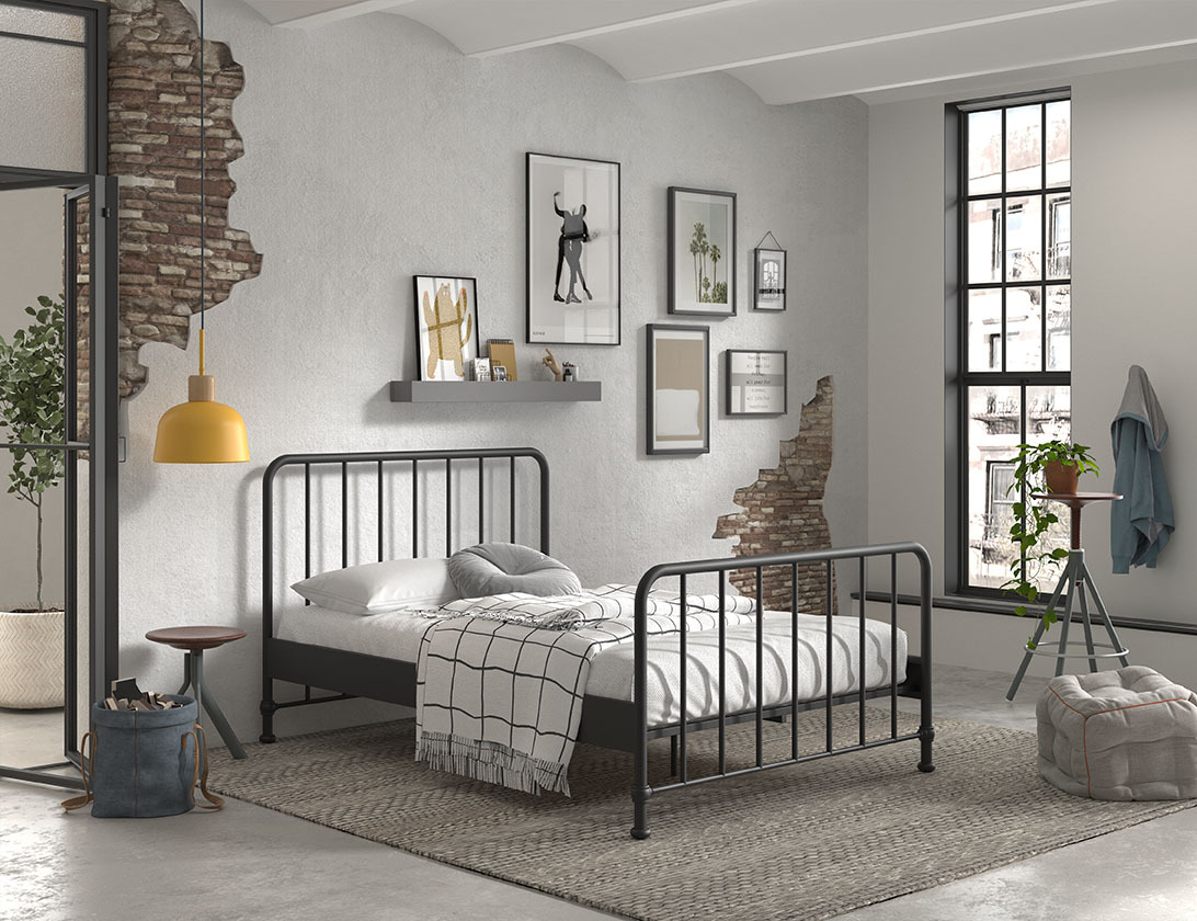 Metallbett BRONXX - schwarz matt - 140x200 cm