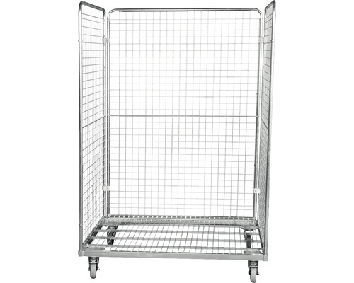 Stalen rolcontainer met 3 gaaswanden en wielvergrendelingen, 1820x1200x800 mm, laadvermogen 600 kg