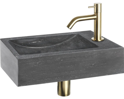 Verschil Handwastafel Hura L 40 x 22 cm Natuursteen Grijs