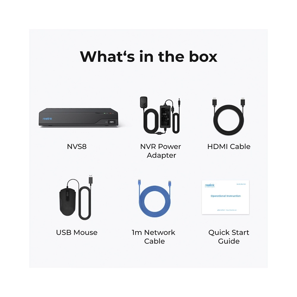 Reolink NVS8 NVR  8 CN PoE Netzwerk-Videorecorder inkl. 2 TB HDD