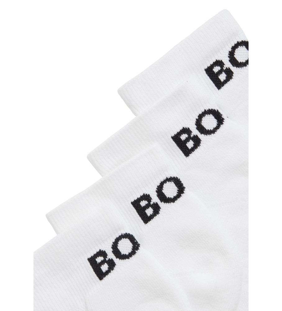 Pacote com 2 pares de meias esportivas BOSS, brancas.