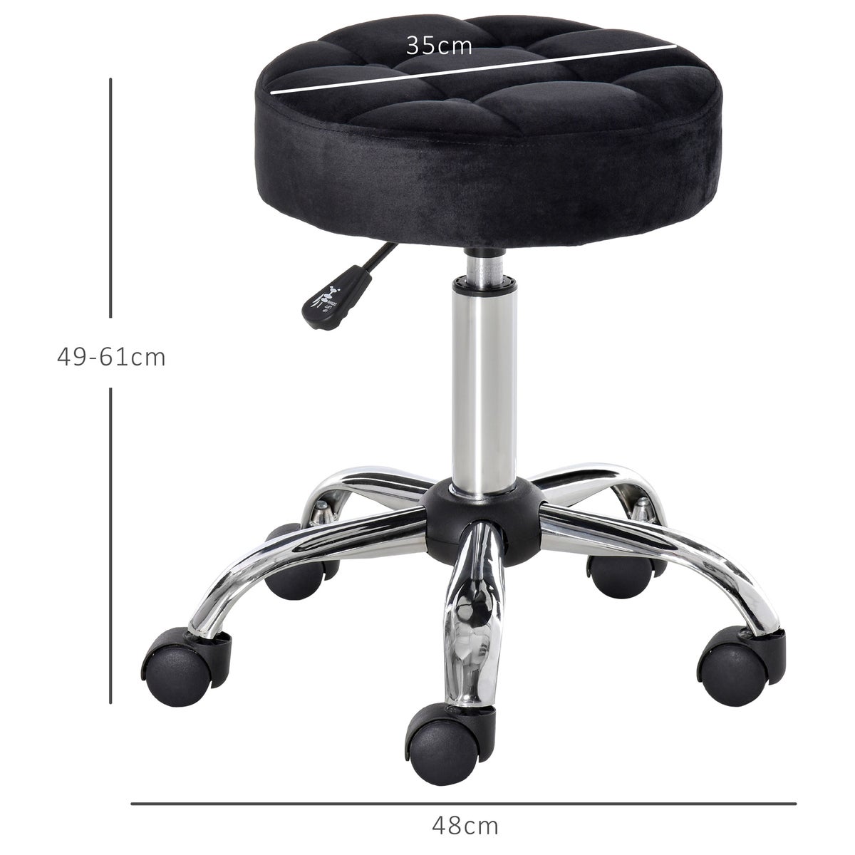 HOMCOM salonstoel, Ø42 x 49-61H cm, polyester, zwart