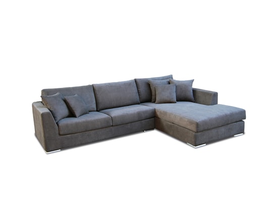 CITY - Canapé tissu Monaco angle droit tissu gris foncé