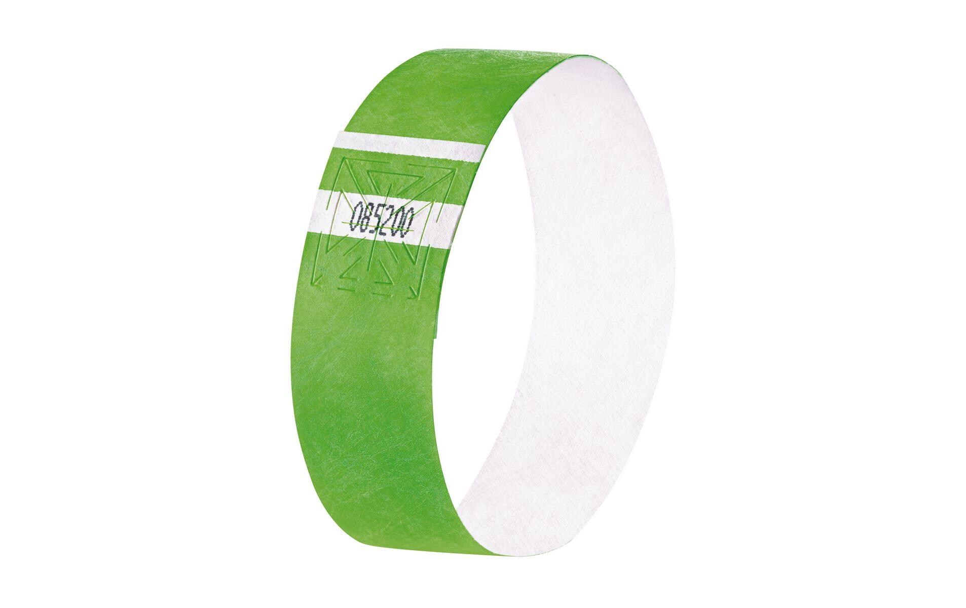 Eventbänder Super Soft 25.5 x 2.5 cm, 120 Blatt, Neon GrünEintrittsbänder ideal zur diskreten Einlasskontrolle