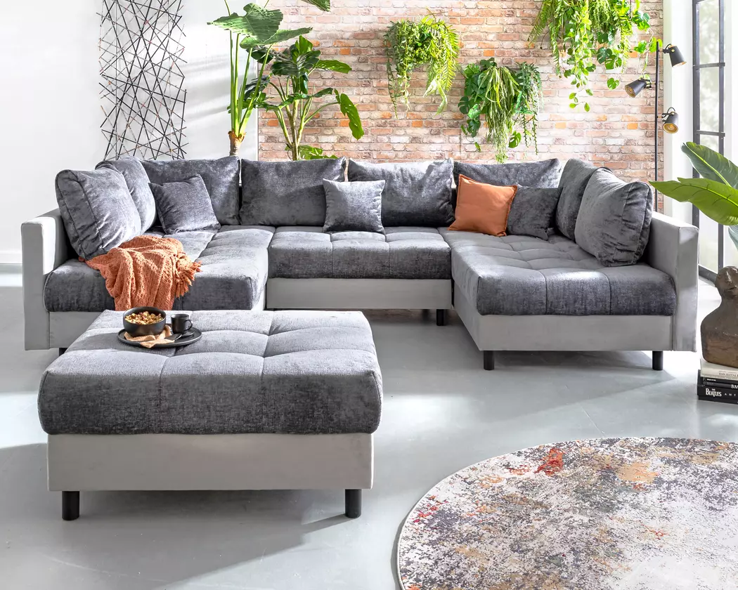 Wohnlandschaft mit Hocker Antonia