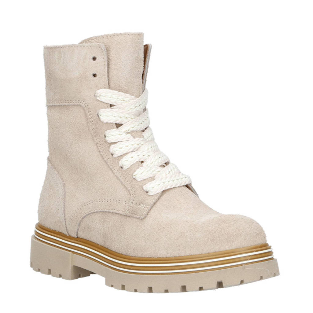 Hip suède veterboots taupe