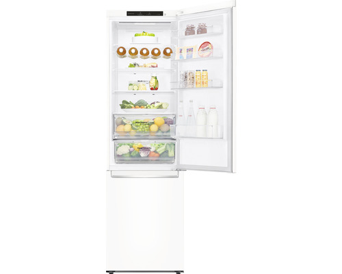LG GBB62SWGGN koel-vriescombinatie (B x H x D): 59,5 x 203 x 68,2 cm; Koelgedeelte: 277 l; Vriesgedeelte: 107 l; Capaciteit: 5 flessen