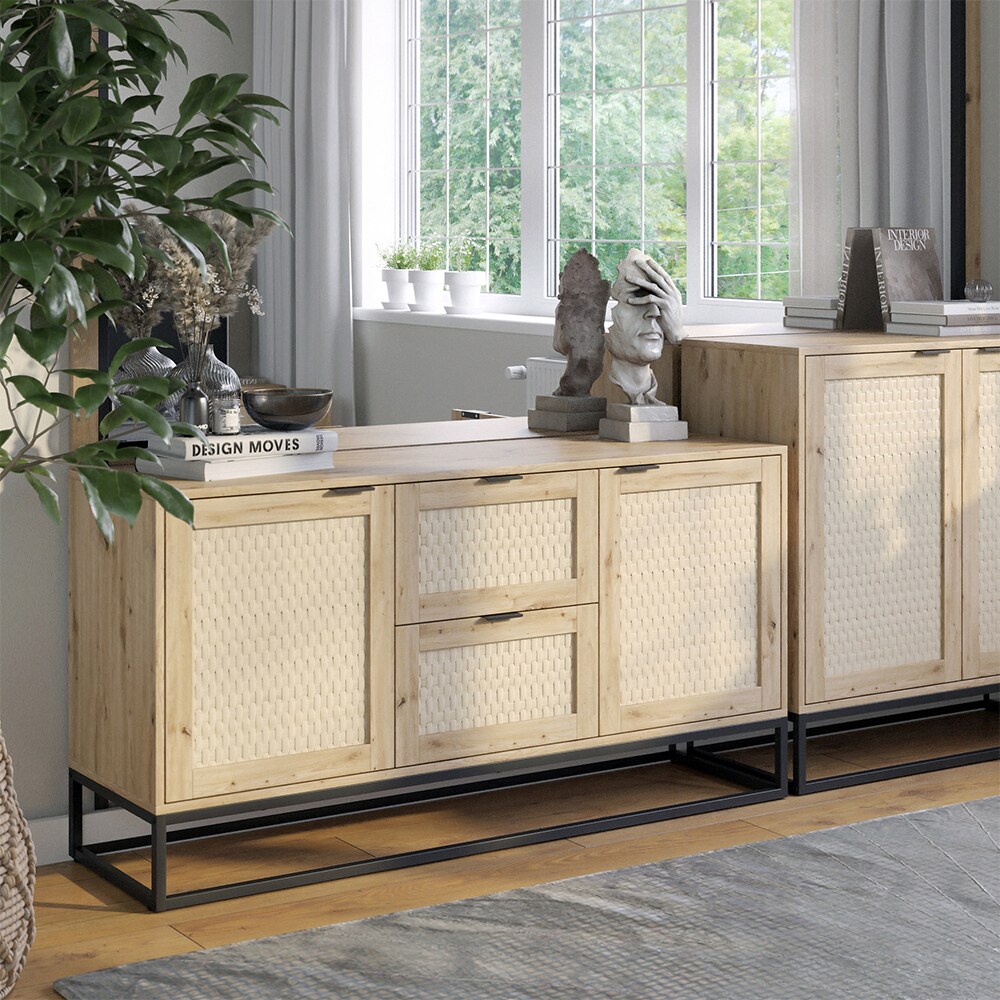 Vicco Sideboard Natal Eiche 140 x 72 cm 2 Türen 2 Schubladen