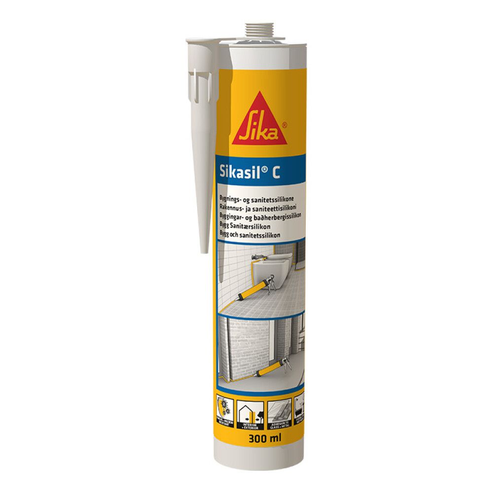 BYGG- & VÅTROMSSILIKON SIKA SIKASIL C TRANSPARENT 300 ML