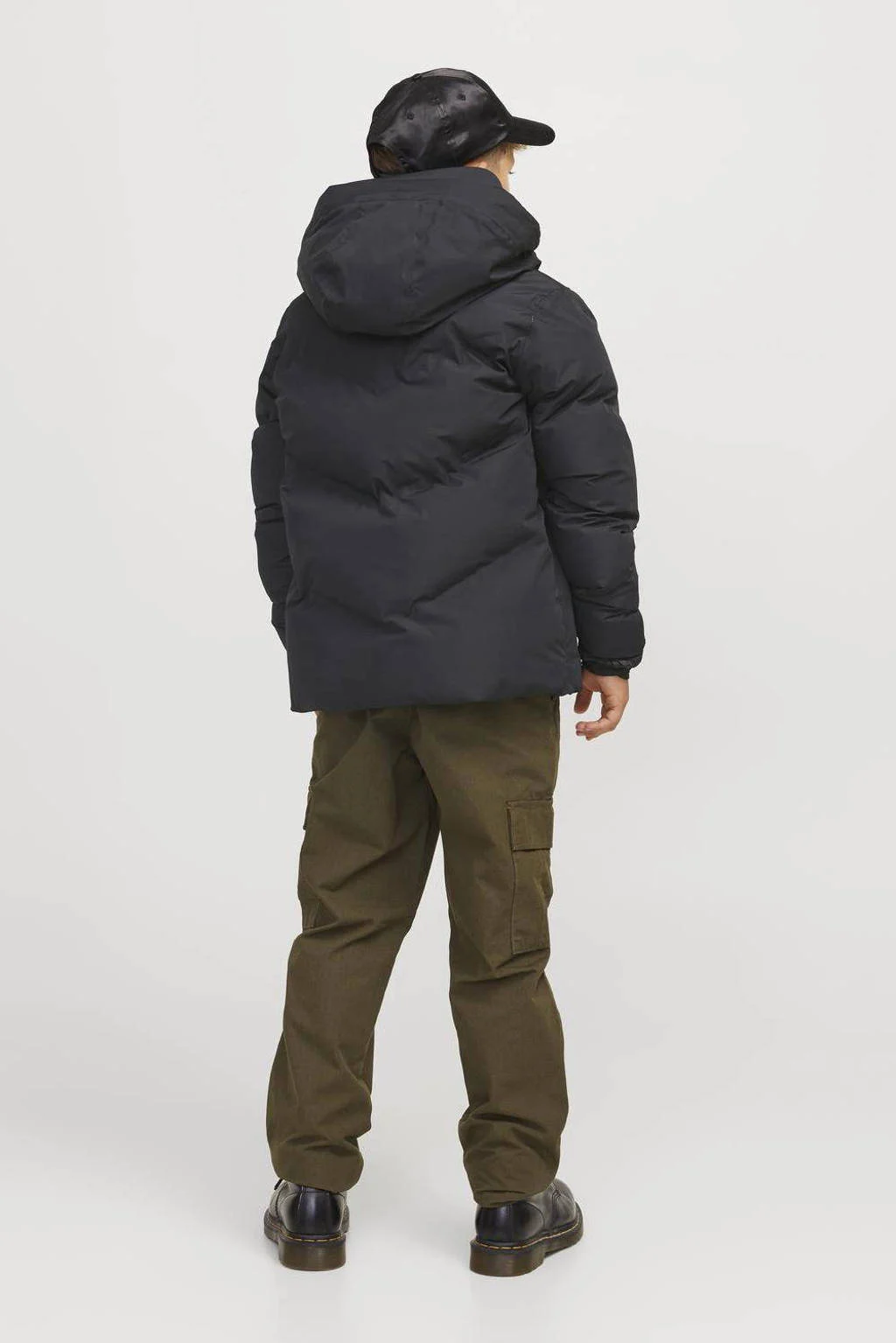 JACK & JONES gewatteerde winterjas JCOSLAY HEAT zwart