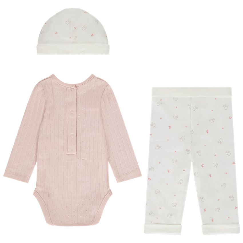 Ensemble 3 pièces pour bébé fille - Rose