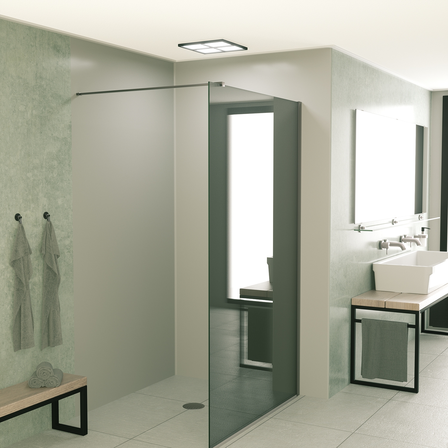 Mueller Slimline inloopdouche 120cm rookglas anti-kalk inclusief RVS profiel & stang