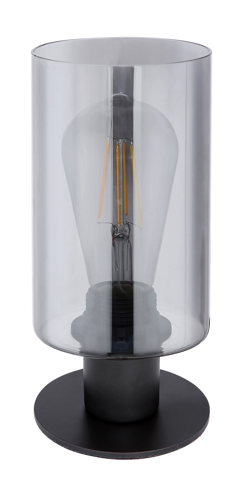 HADERA Tischlampe grau, schwarz 15465T, D/H: 10 x 21,5 cm, Glas, Metall