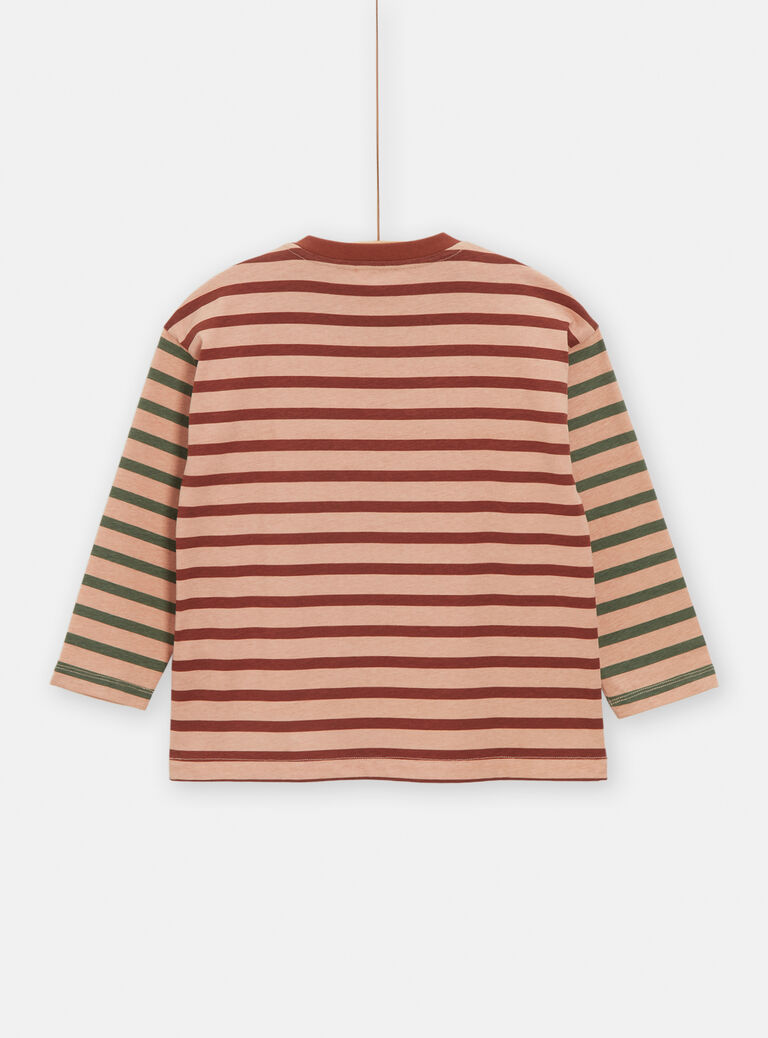 T-shirt bicolore à imprimé à rayures pour garçon