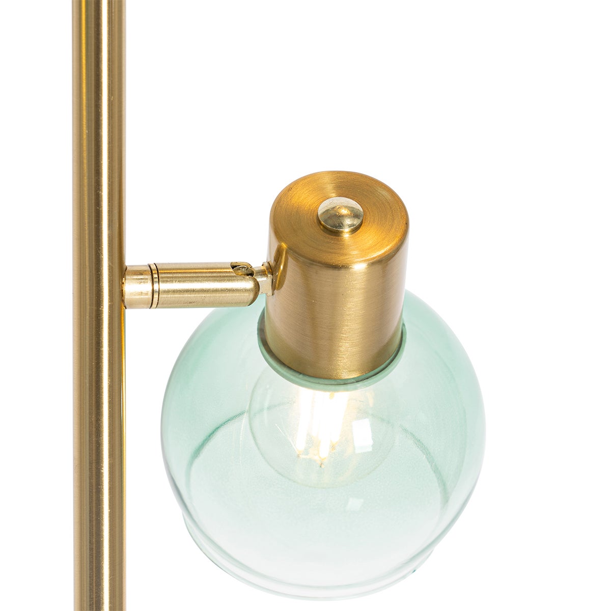 QAZQA - Art Deco Vloerlamp Goud I Messing met Groen Glas 3 Lampen - Vidro I Woonkamer I Slaapkamer - Staal Langwerpig - LED Geschikt E14