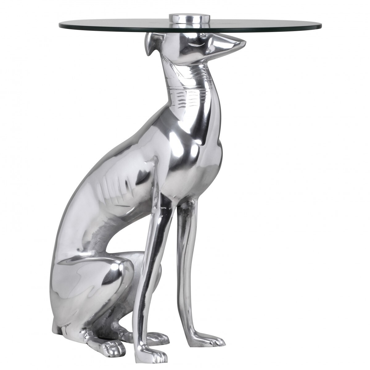 FineBuy Design Skulptur Deko Beistelltisch Figur aus Aluminium Farbe Silber