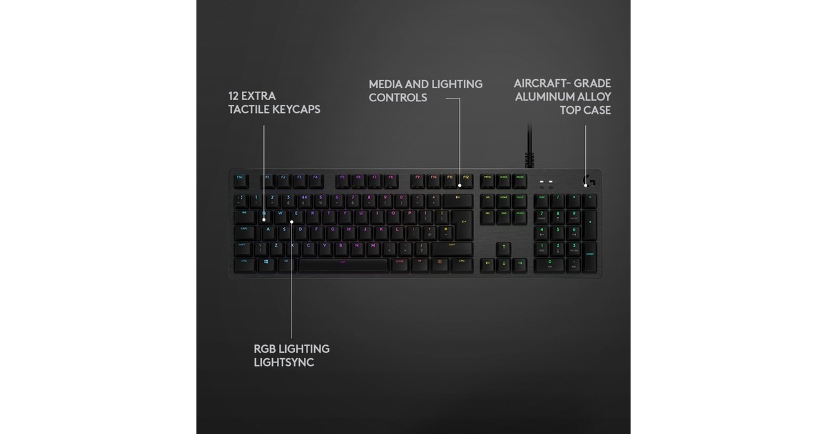 LogitechG512 CARBON LIGHTSYNC RGB Mechanical Gaming Keyboard  (Zwart, US-International, GX Brown, RGB leds)