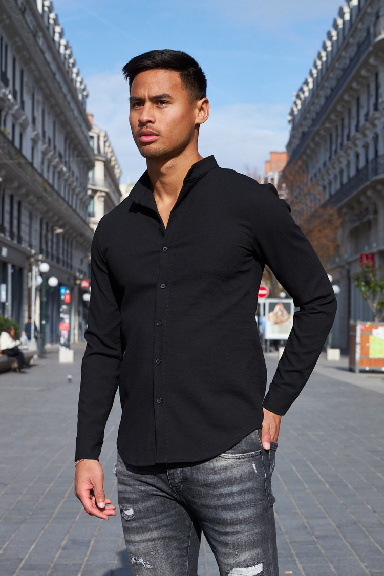 Chemise fluide texturée noire