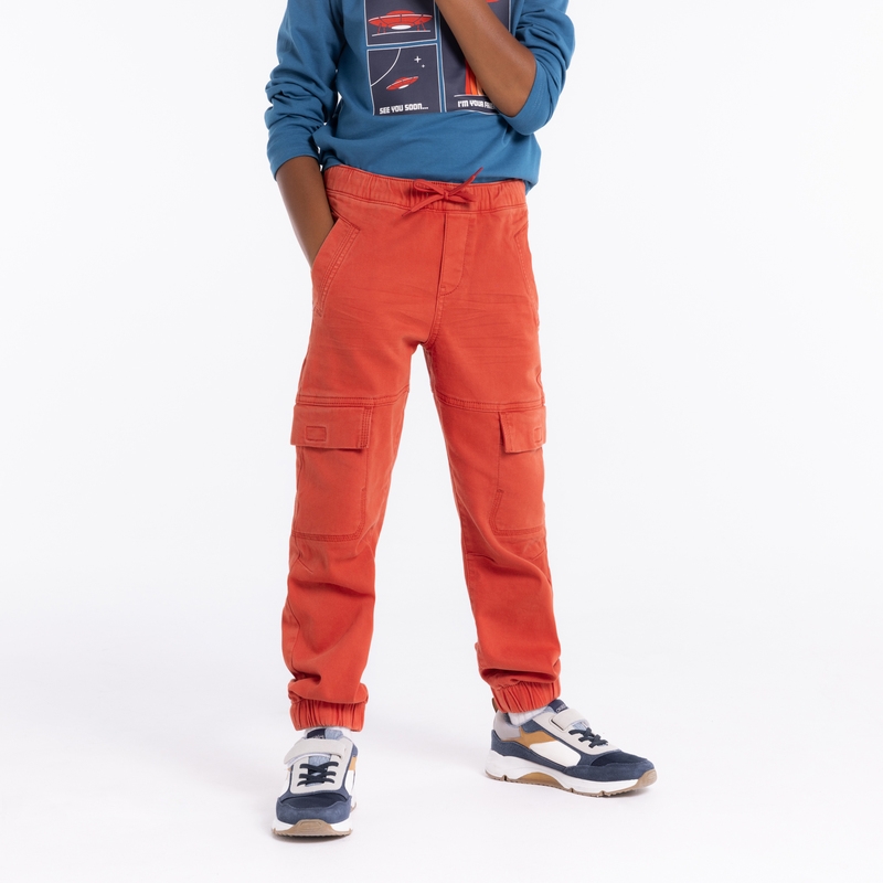 Pantalon cargo en toile orange Garçon
