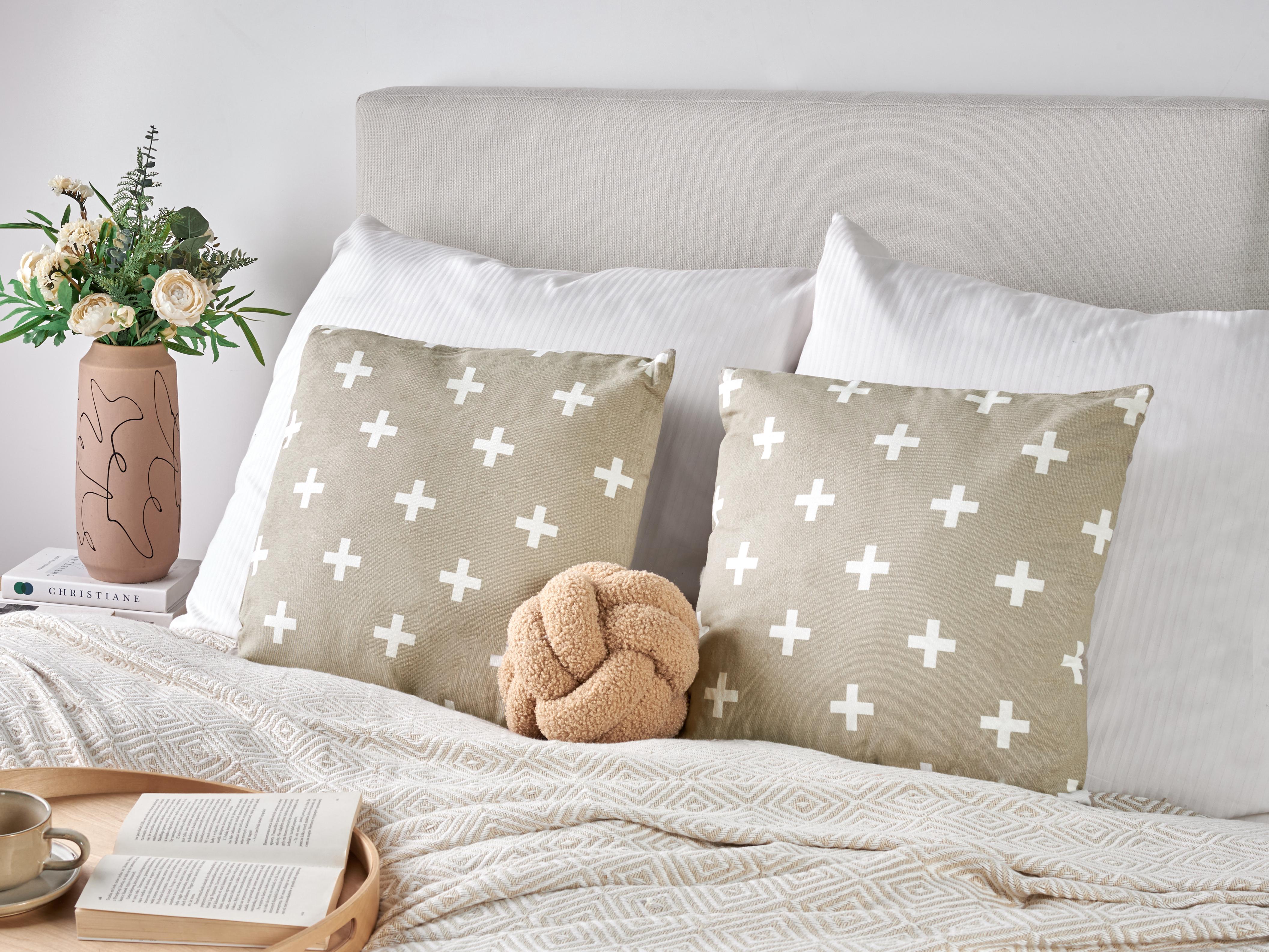 Set van 2 sierkussens VELLEIA Katoen 45 x 45 cm Taupe geometrisch patroon
