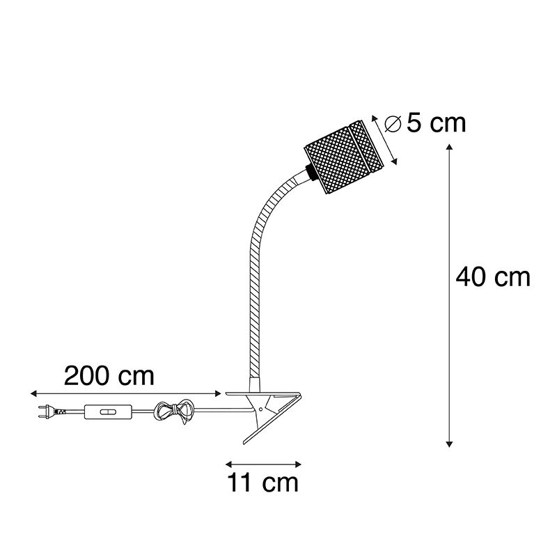 Moderne klemlamp zwart met flexarm - Cavalux