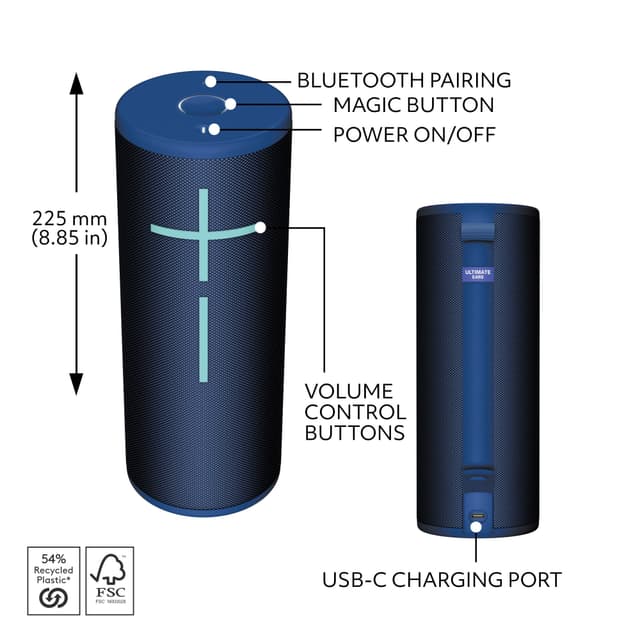 Ultimate Ears MEGABOOM 4 bærbar trådløs højttaler (blå)
