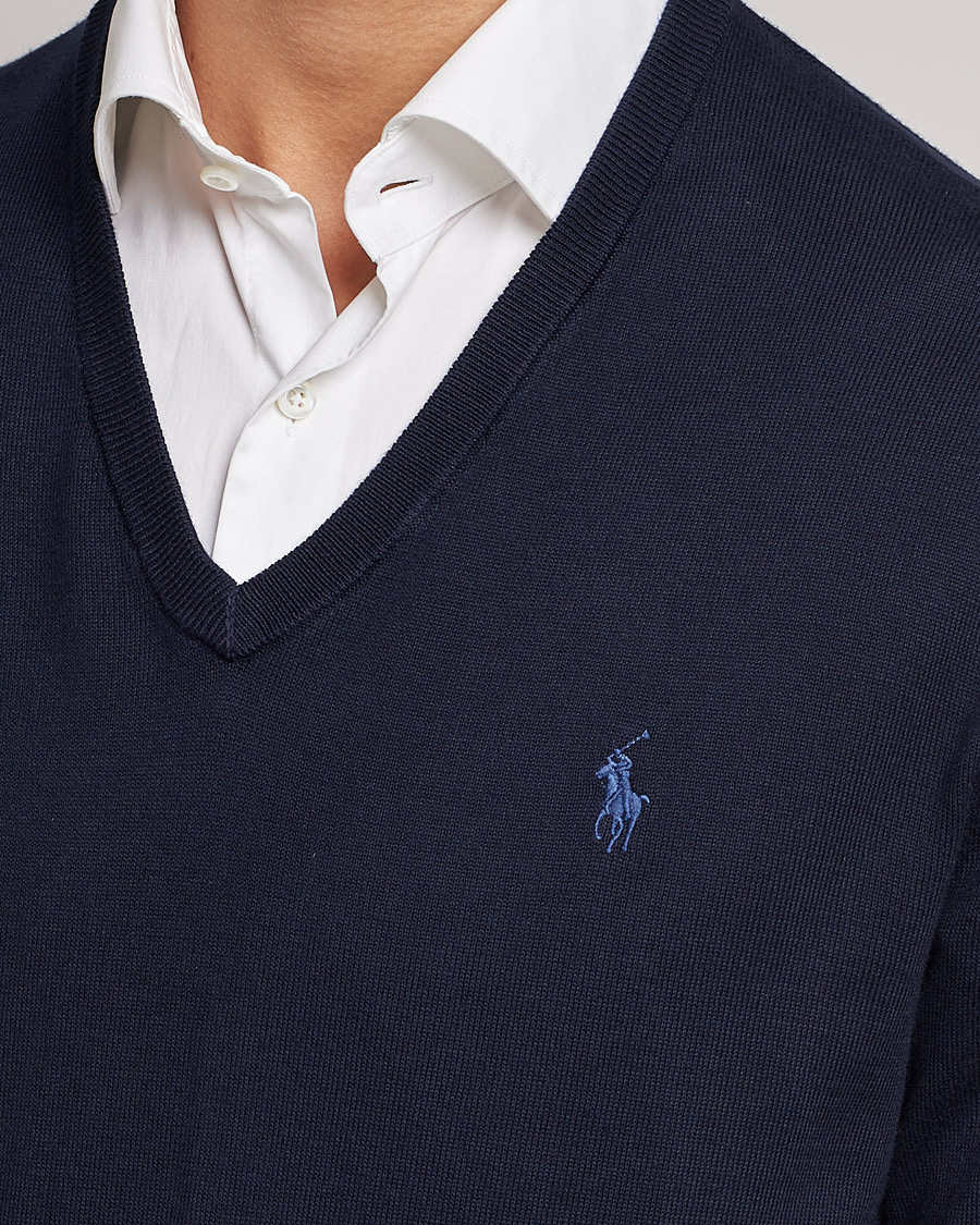 Polo Ralph Lauren Pima Cotton V-neck Pullover Hunter Navy