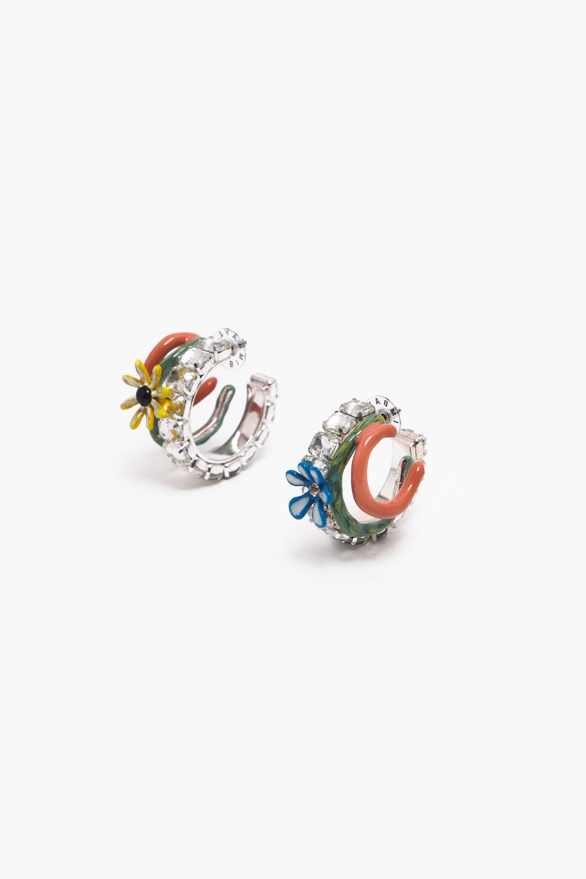 brincos de argola maxi com flores multicoloridas