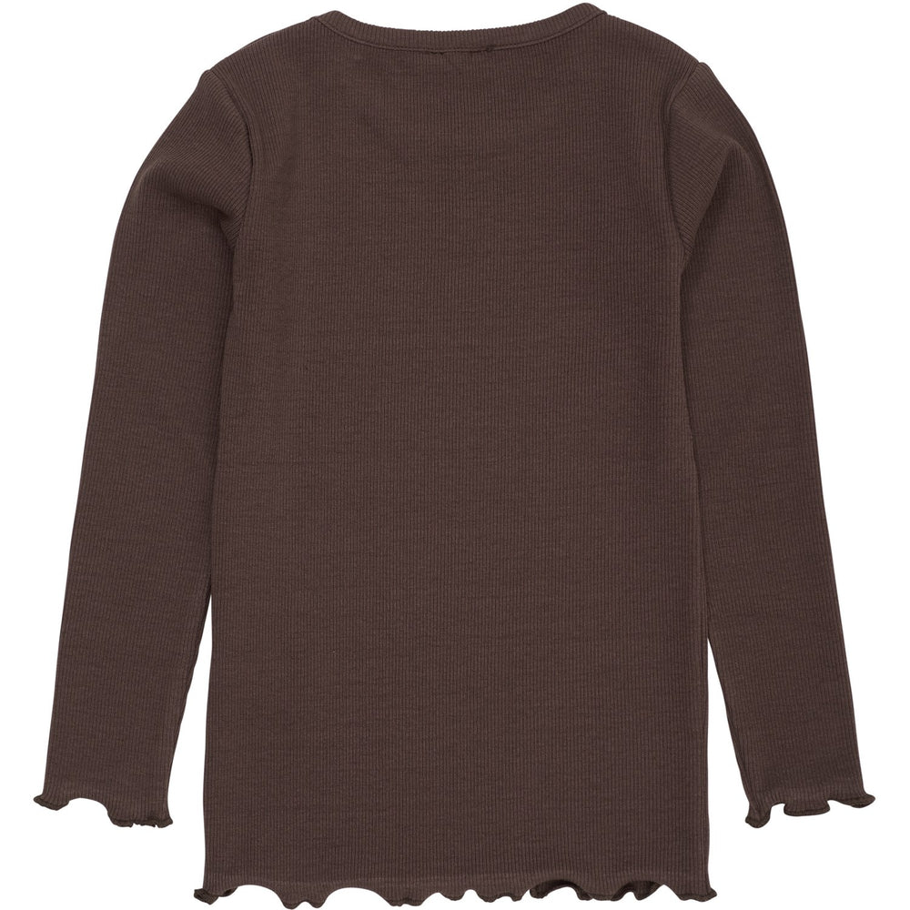 Køb COPENHAGEN COLORS Dk Brown Modal Rib Ls Tee W. Heart Hole Pattern