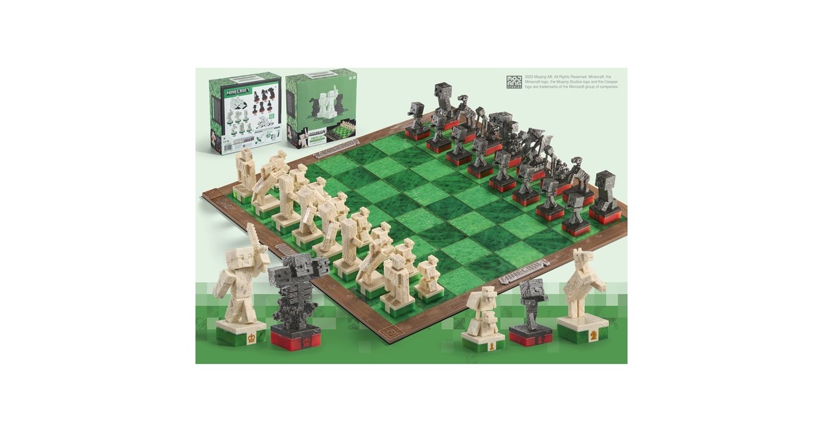 Noble CollectionMinecraft Chess Set: Overworld Heroes vs. Hostile Mobs Bordspel  (2 spelers, 60 minuten, Vanaf 8 jaar)